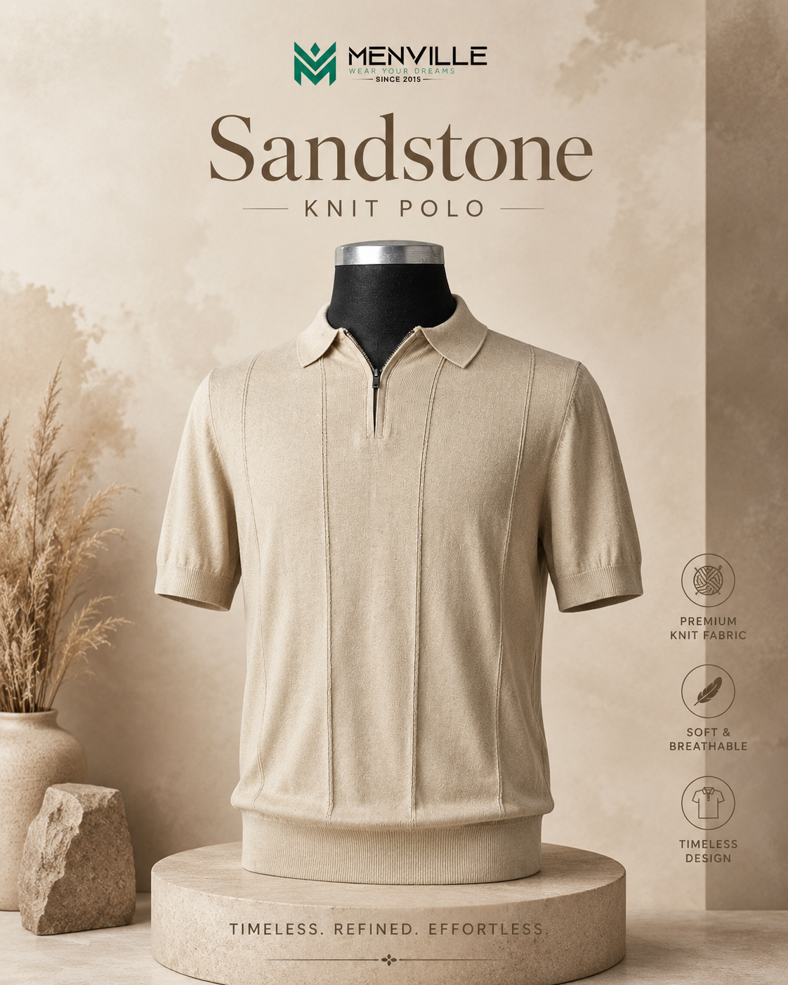 Menville "Old Money" Premium Knit Polo T-Shirt - Image 2